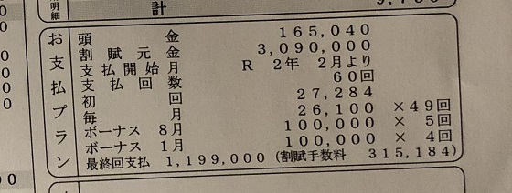 残価設定の支払いシミュレーション